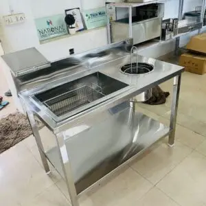 Fried chicken breading table