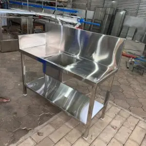 commercial kitchen work table with sink